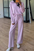 Half Zip Raglan Hoodie Thumbhole Wide Leg Pant Set